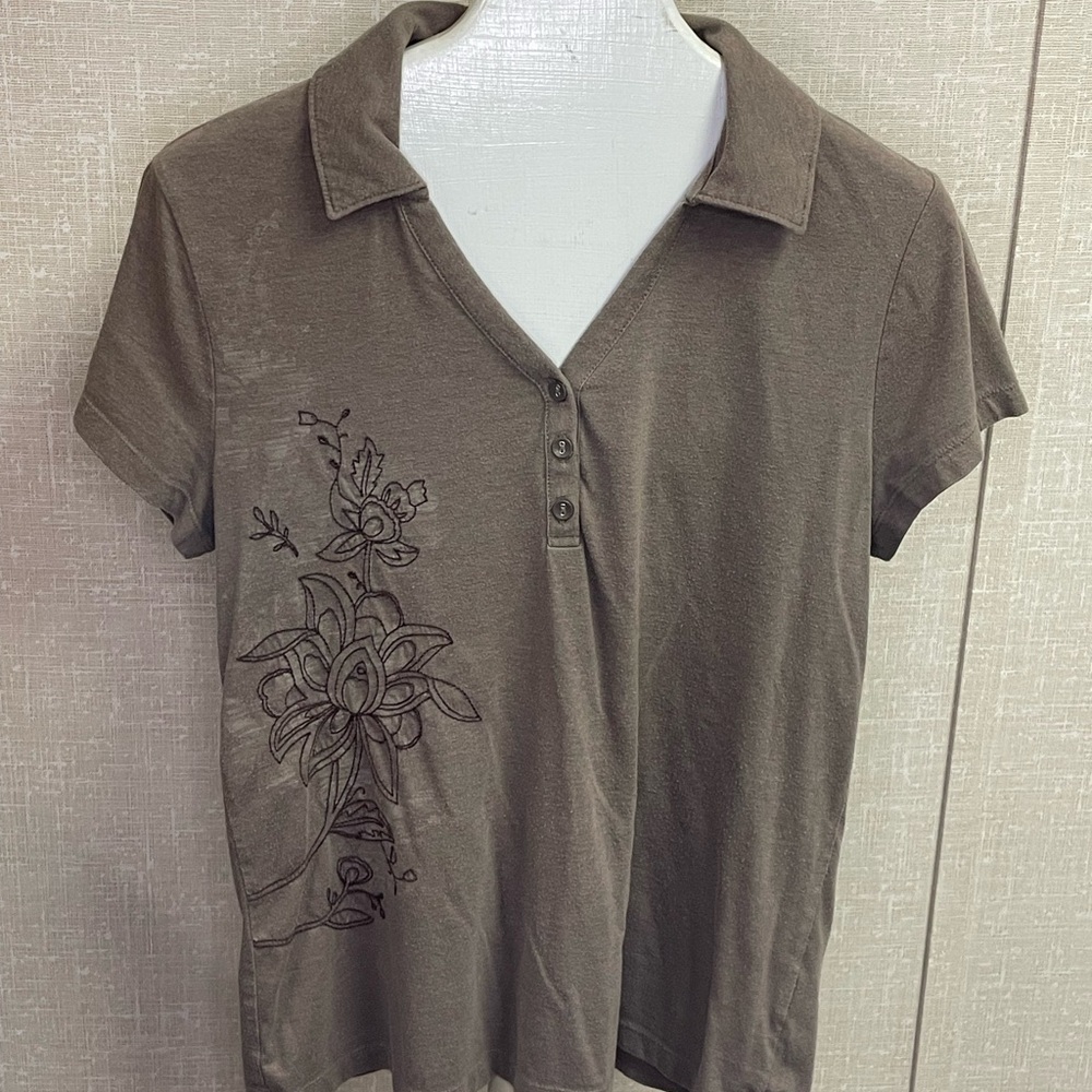 Floral Embroidered Polo Shirt